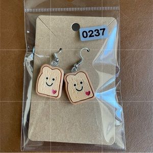 Warm and Toasty Toast Toastmasters Bread Carb Love Heart Drop Earrings